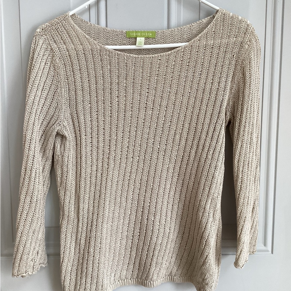 Sigrid Olsen Cream Knit Sweater